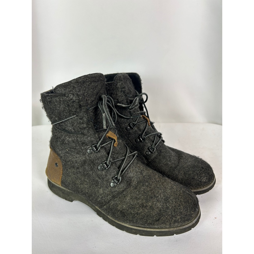 The North Face Gray Felted Wool Leather Lace Up Winter Boots Gorpcore Womens 8